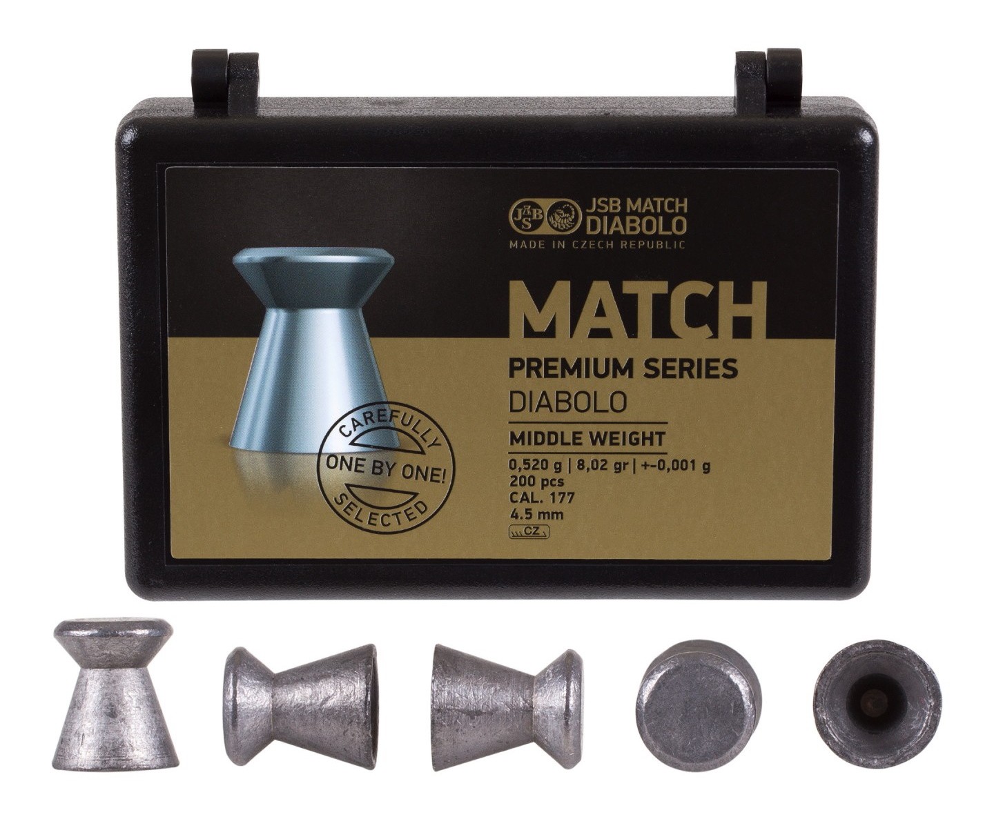Пули JSB Match Premium Middle 4,5 мм, 0,52 грамм, 200 штук