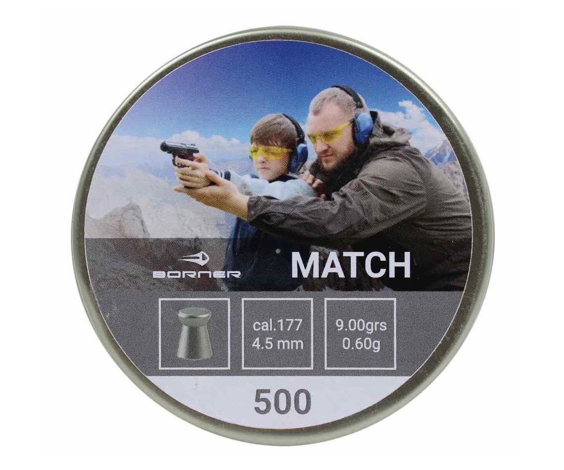 Пули Borner Match 4,5 мм, 0,60 грамм, 500 штук
